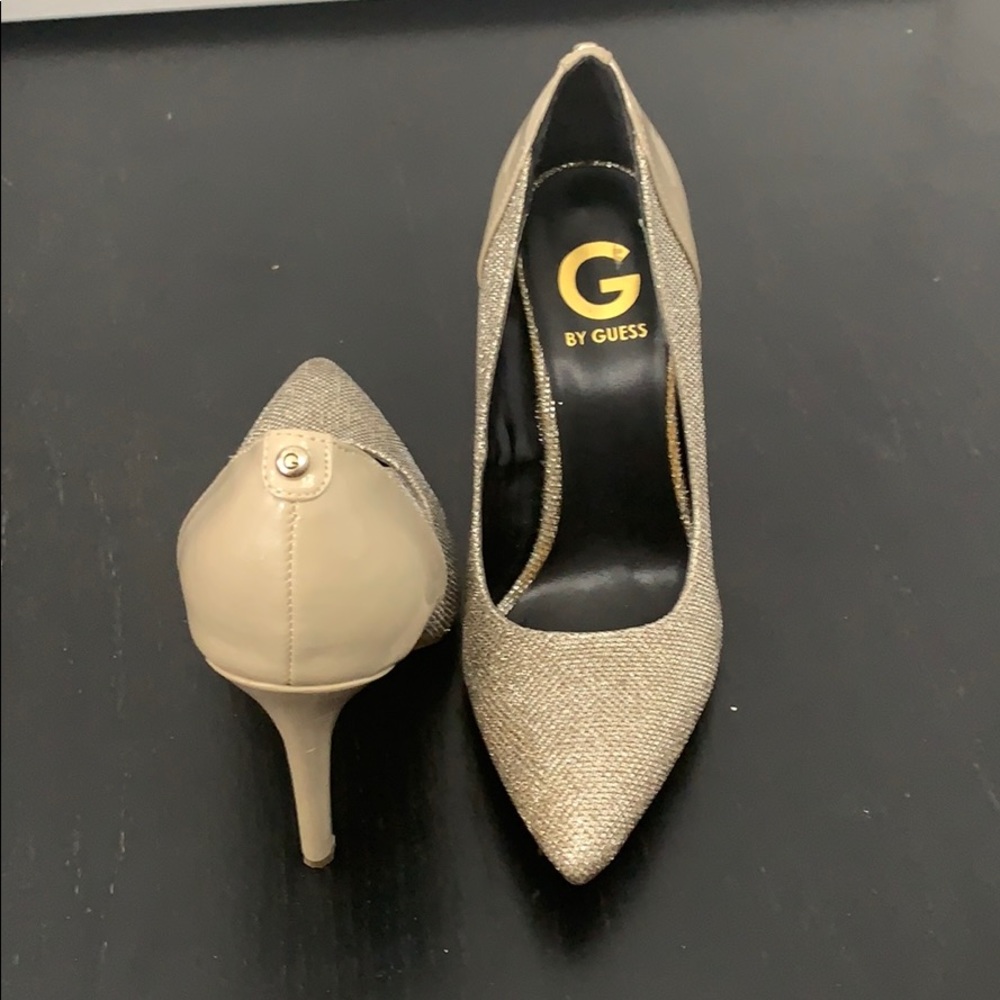Nude and glittery heels